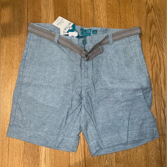 Tenth & Ocean Blue Linen Shorts - Picture 1 of 3